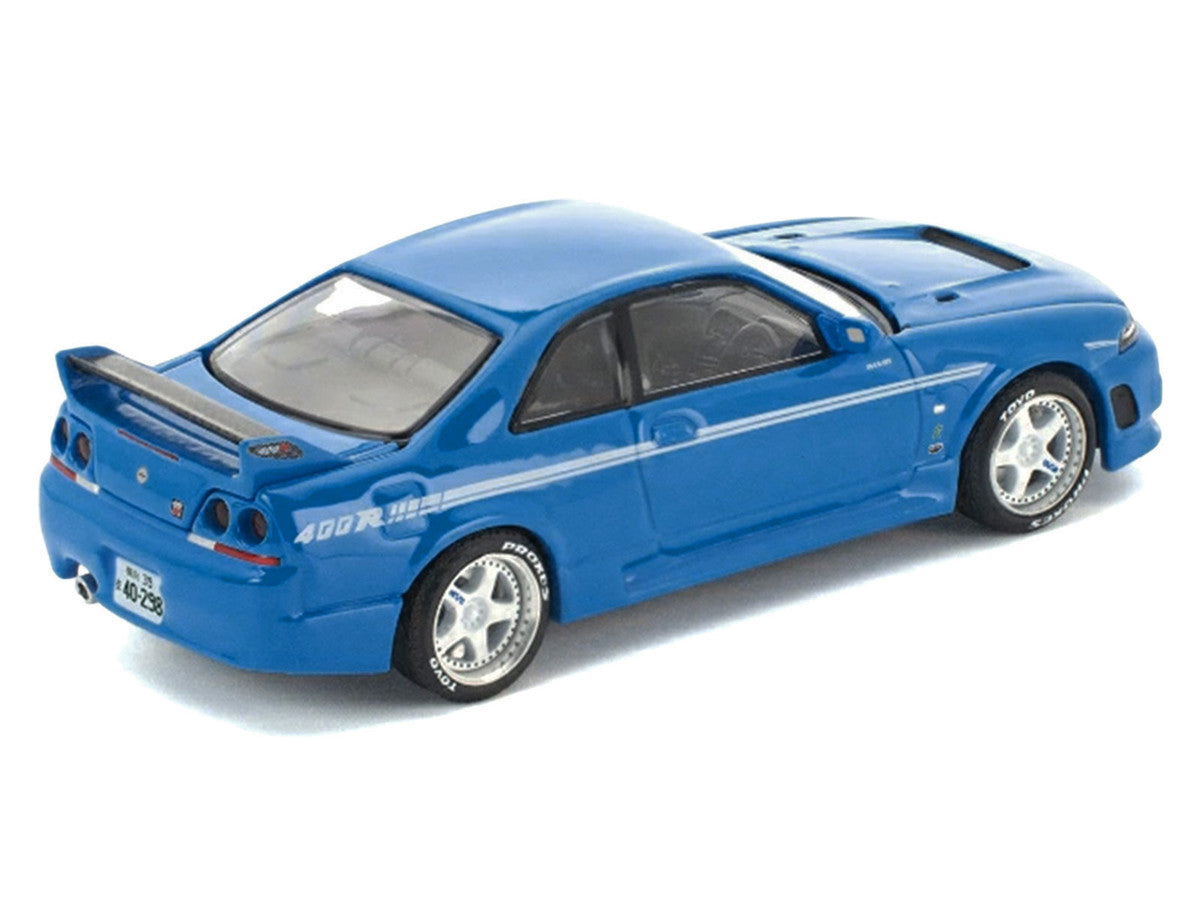 GT-R R33 400R RHD (Right Hand Drive) Champion Blue with White Stripes "Enigma Exclusive Edition" 1/64 Die Cast Model Car by Pop Race