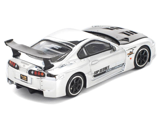 Toyota Supra "Top Secret" GT300 RHD (Right Hand Drive) Silver Chrome 1/64 Diecast Model Car by Pop Race