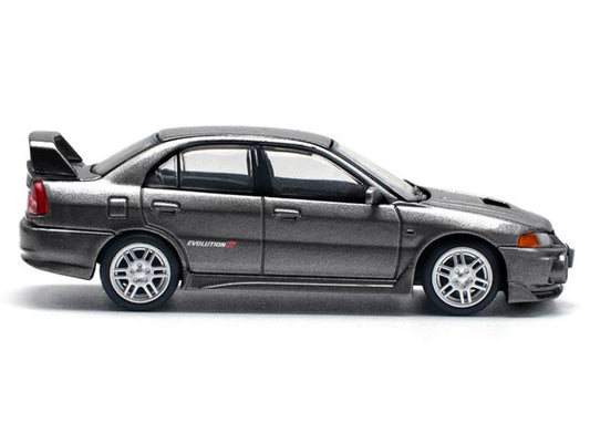 Mitsubishi Lancer Evolution IV RHD (Right Hand Drive) Dark Gray Metallic 1/64 Diecast Model Car by Pop Race