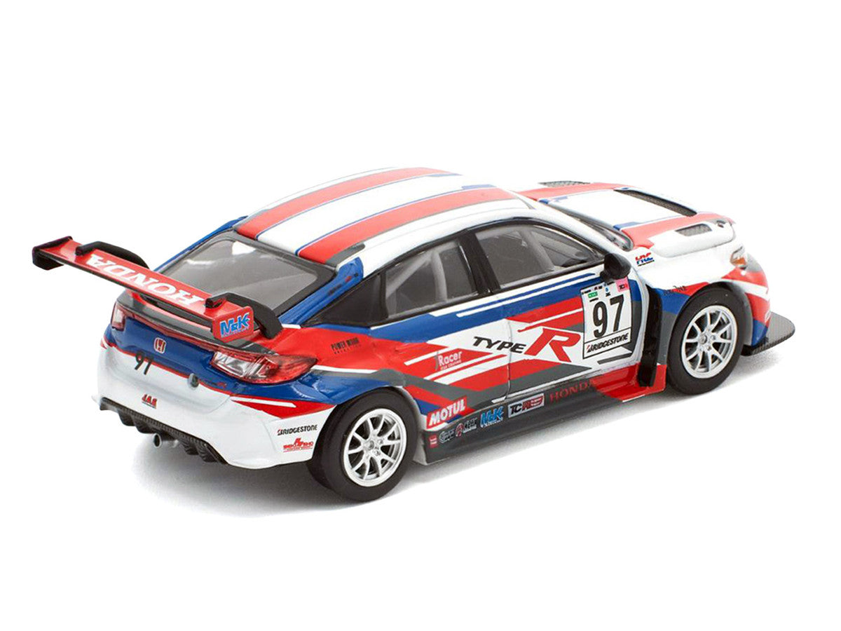 Honda Civic Type R TCR #97 "M&K Racing" White with Blue and Red Graphics 1/64 Diecast Model Car by Pop Race