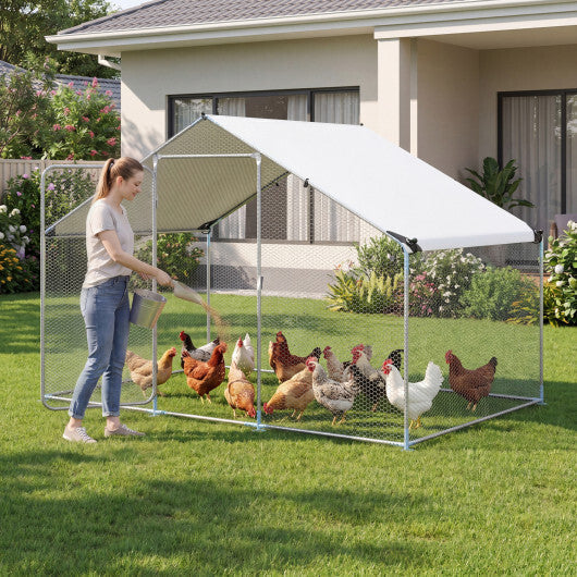 9.8 x 6.7 Feet Large Metal Chicken Coop with Waterproof Cover