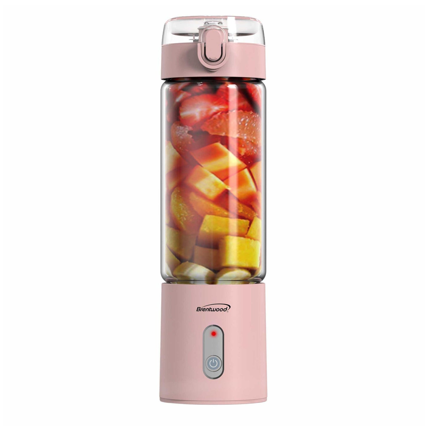 Brentwood 17 Ounce Portable Battery Operated USB Glass Blender in Pink