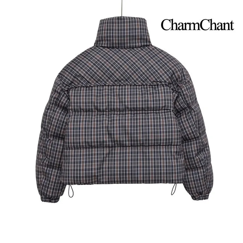 CharmChant Stand-Collar Plaid Puffer Jacket for Women Winter 2025 Padding Coat Female New in Coats Warm Check Outerwears Parkas