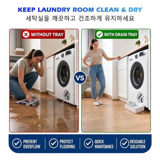 Aoifn Washing Machine Drain Pan, Water Catcher Tray for Front Load Washer Filter Cleaning, Laundry Floor Spill Protector Tool
