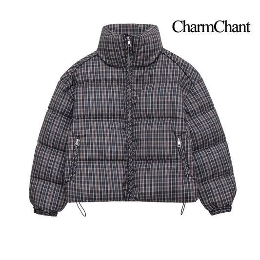 CharmChant Stand-Collar Plaid Puffer Jacket for Women Winter 2025 Padding Coat Female New in Coats Warm Check Outerwears Parkas