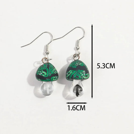 New Cute Polymer Clay Mushroom Acrylic Drop Earrings for Women Cartoon Colorful Flower Pendant Earring 2024 Trend Jewelry Gift