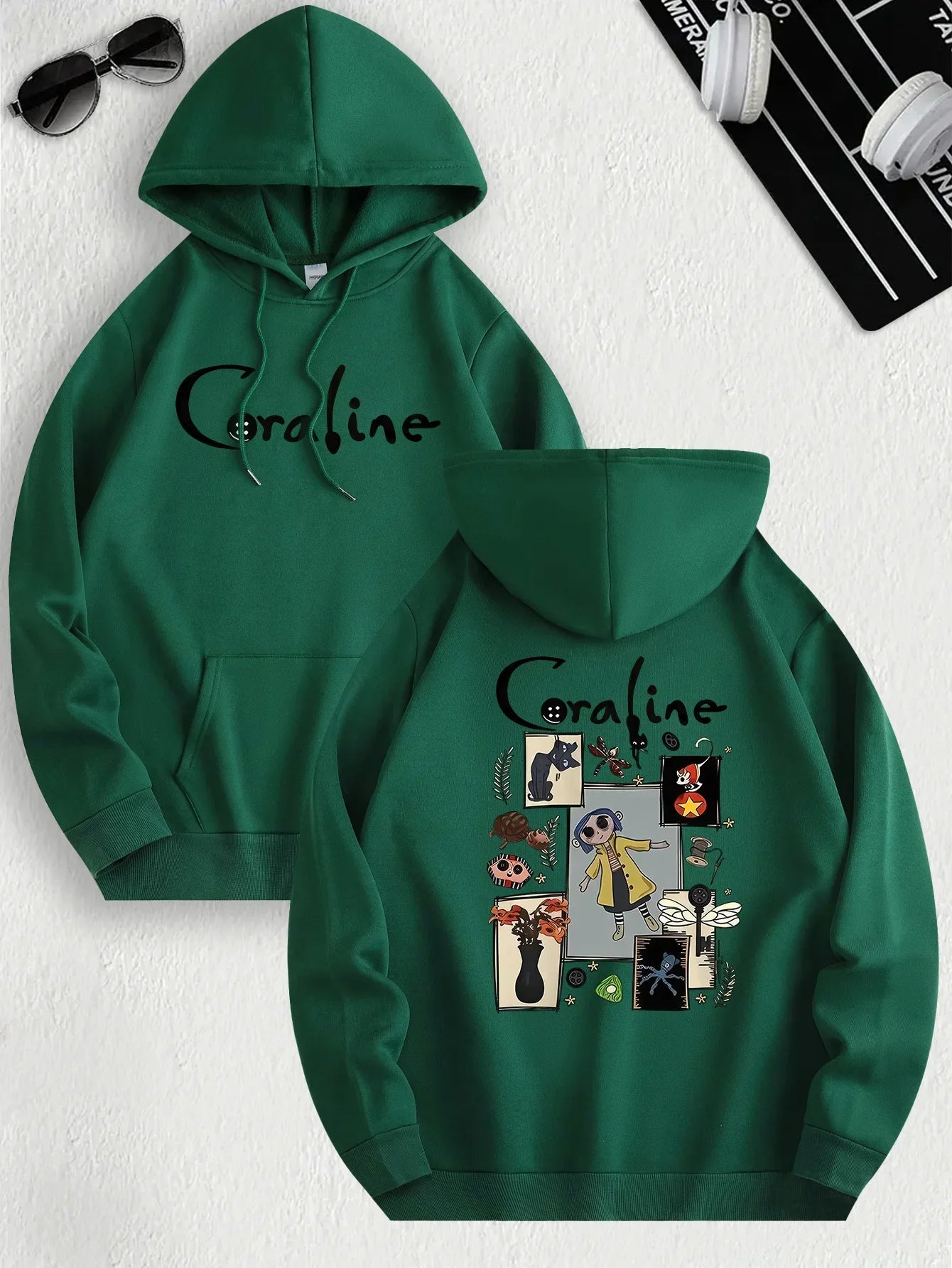 Coraline Inspired Casual Hoodie for Women's Sleeve Regular Fit Hooded Pullover Fashion Casual HipHop Sweatshirts Harajuku