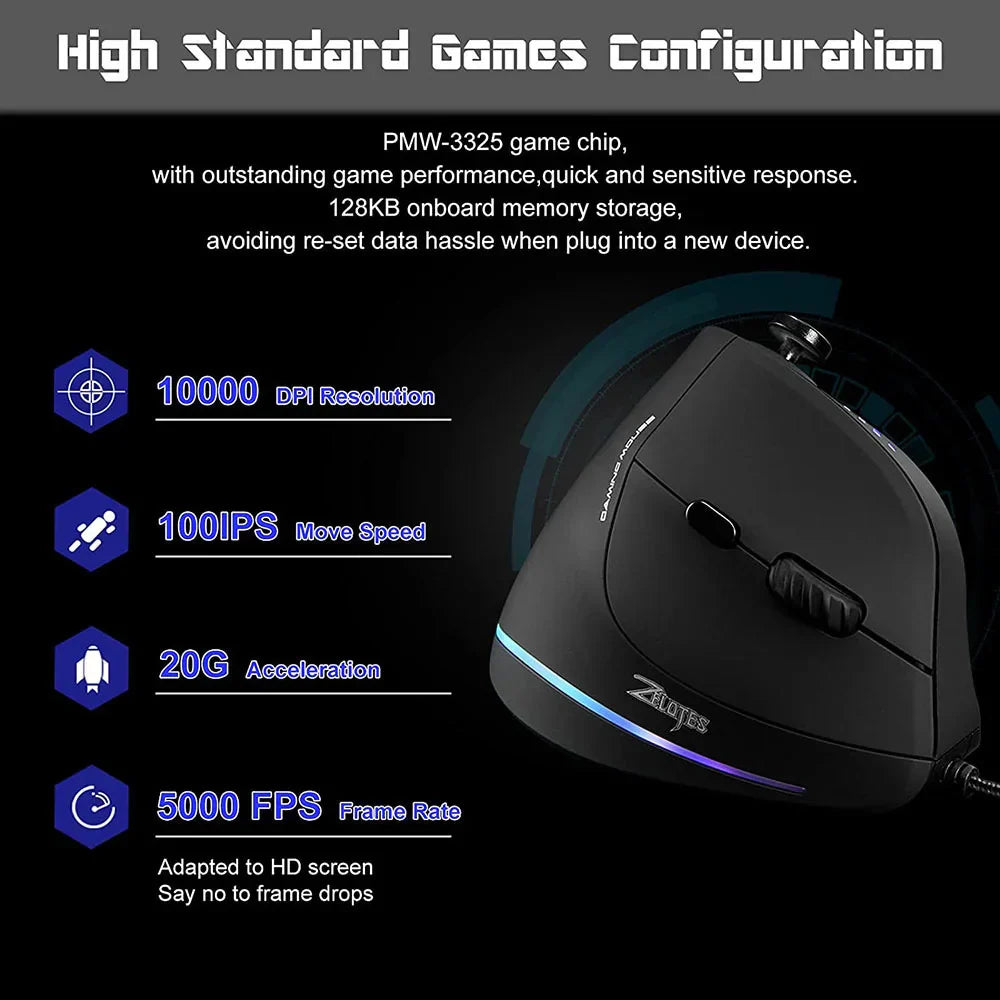 Vertical Wired Joystick Gaming Mouse