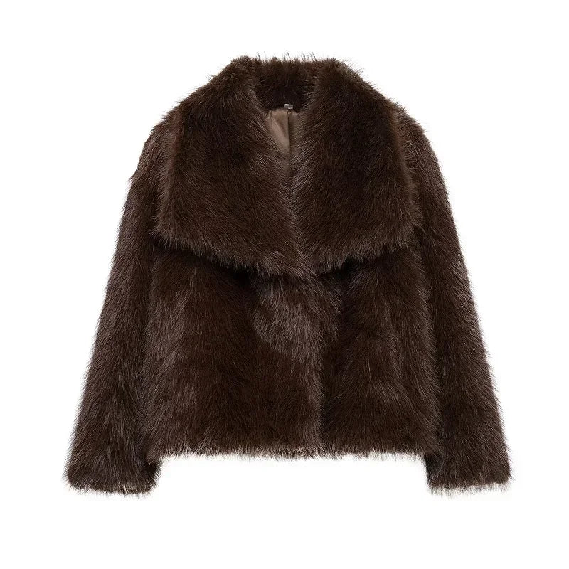 MUJER Faux Fur Hairy Coat Woman Warm Winter Fluffy Coat Women New Plush Jackets for Women Outerwears Luxury Women's Teddy Coats