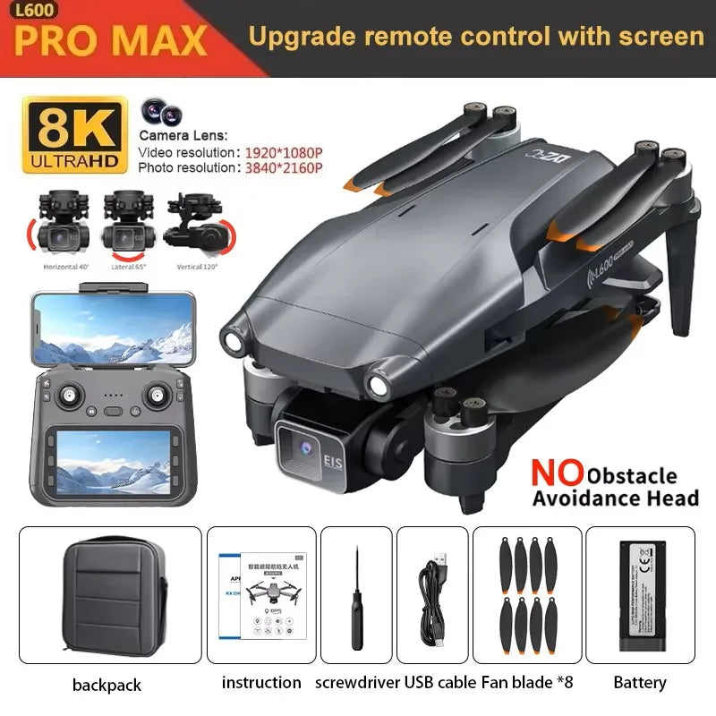 2026 4K Professional HD Dual Camera New L600 PRO MAX GPS Drone 5KM 3-Axis Gimbal 360 Obstacle Avoidance Brushless Quadcopter Toy