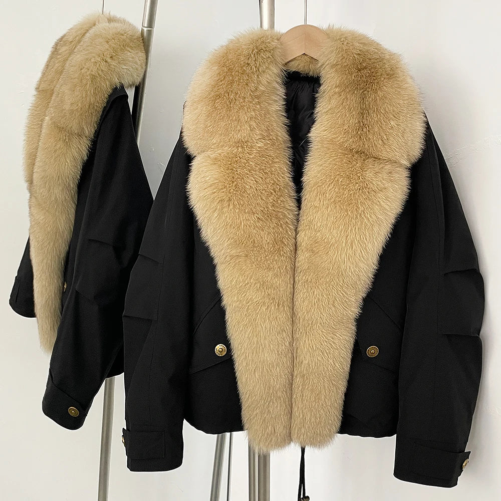 Down Jacket Women Real Fox Fur Collar Autumn 2025 Winter White Duck Down Coat Warm Puffer Jacket Female Waterproof Feathers