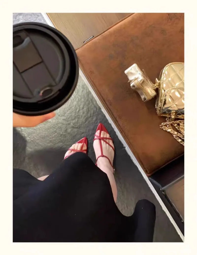 Women Sandal Summer New Fashion Narrow Band Ladies Gladiator Shoes Thin Low Heel Ankle Strap Dress Party Shoes