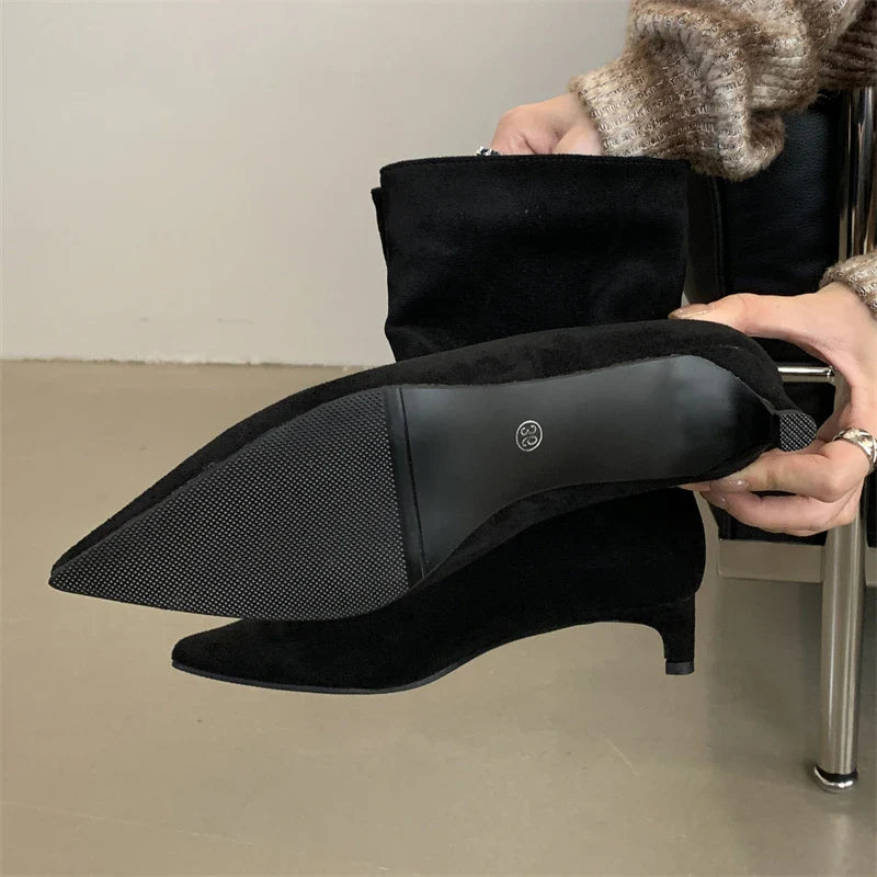Eilyken Autumn Winter Pointed Toe Ankle Boots Women Designer Vintage Thin Low Heel Shoes Modern SHort Botas Zapatos De Mujer