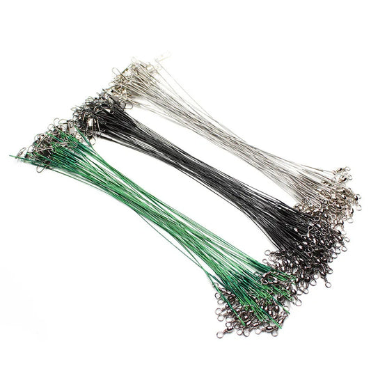 Anti Bite Steel Fishing Line Steel Wire Leader With Swivel Fishing Accessory Lead Core Leash Fishing Wire 15cm 20cm 30cm