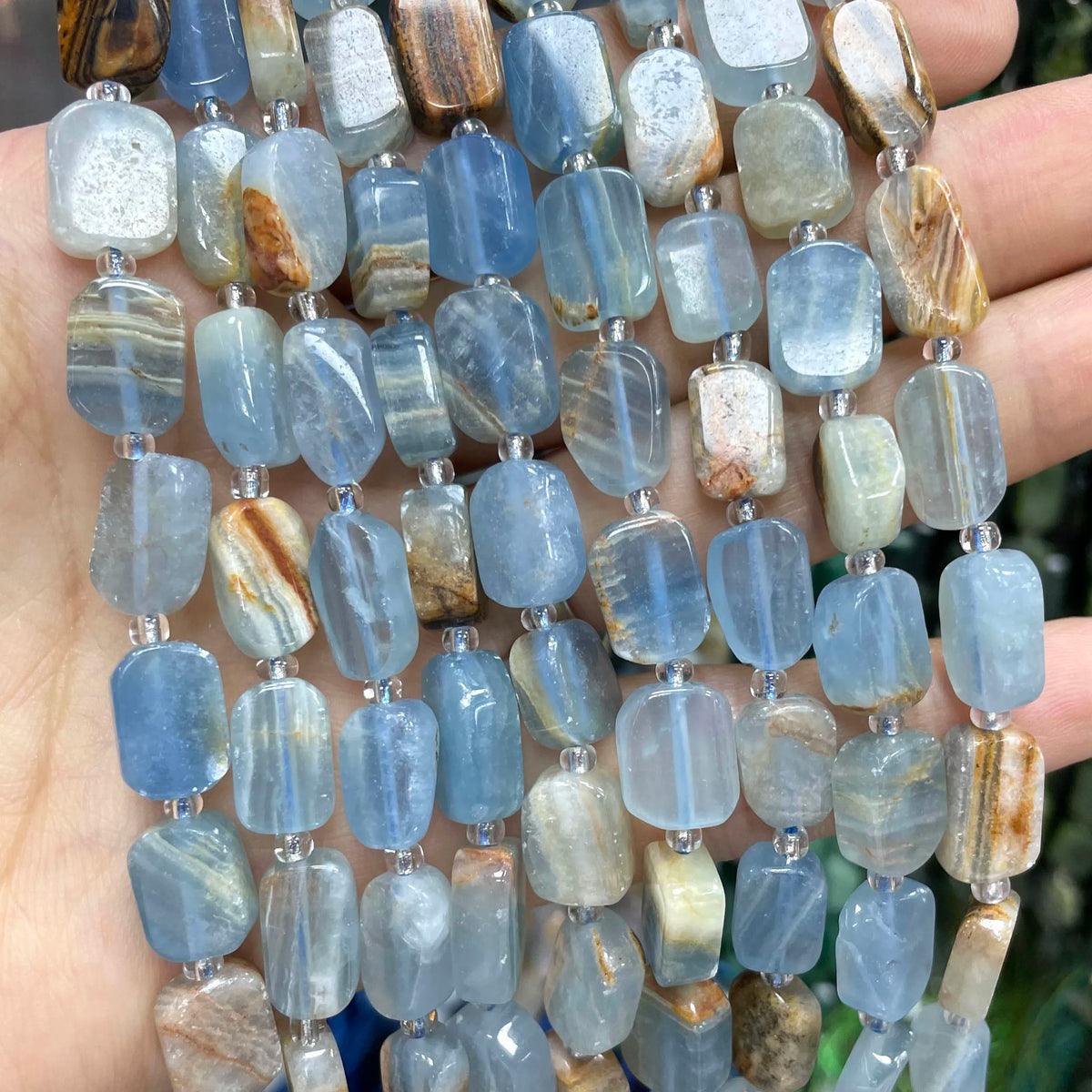 Natural Stone Flat Rectangle Amethyst Lapis Lazuli Quartz Apatite Spacer Beads For Jewelry Making Diy Bracelet Accessorie 8*12MM