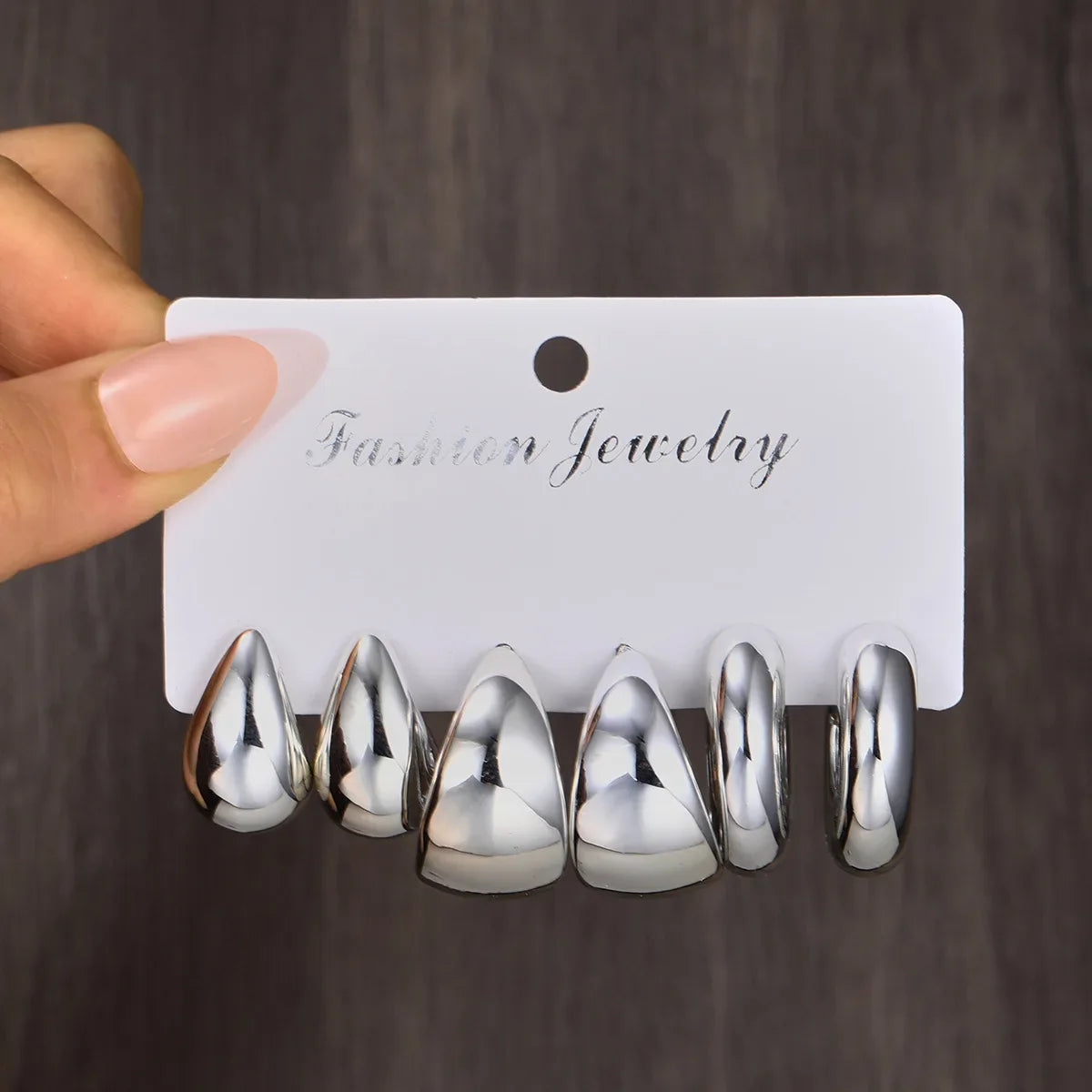 3 Pairs of Fashionable and Simple C-shaped Bean Water Droplet Women's Earring Set, Creative and Luxurious Jewelry Gift