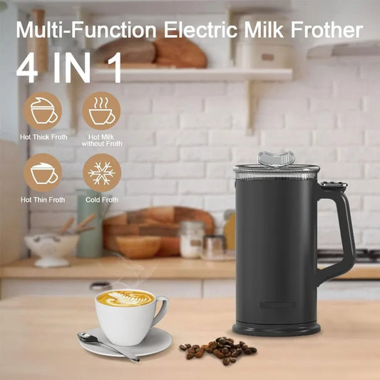 110V/220V Milk Frother 4-in-1 Home Coffee Latte Maker Hot Cold Beverages Dual Function Stainless Steel Electric Milk Frother
