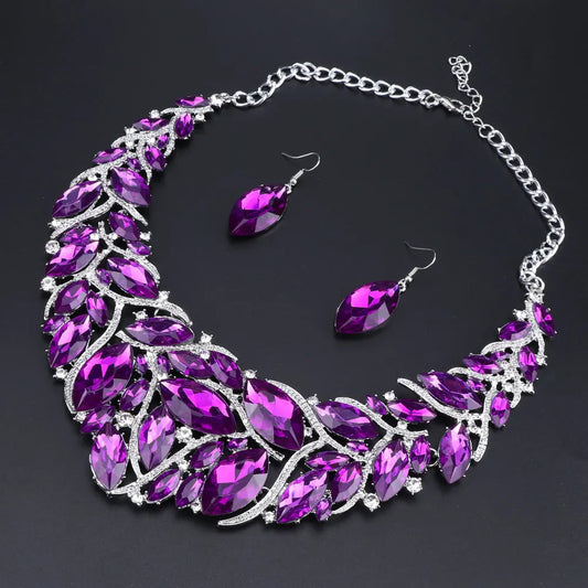 Bridal Jewelry Sets Wedding Engagement Necklace Earrings Sets for Brides Party Costume Decoration Jewellery Women