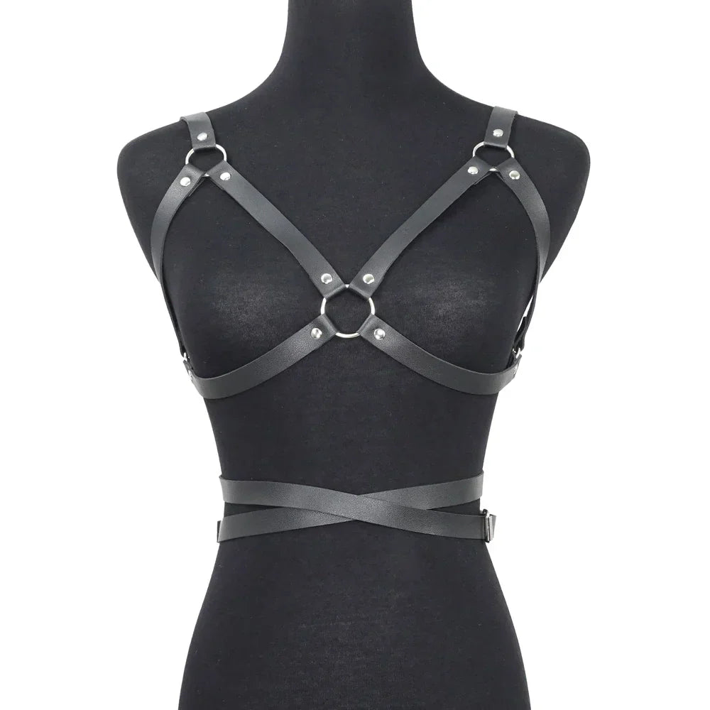 Womens Faux Leather Full Shoulder to Waist Corset