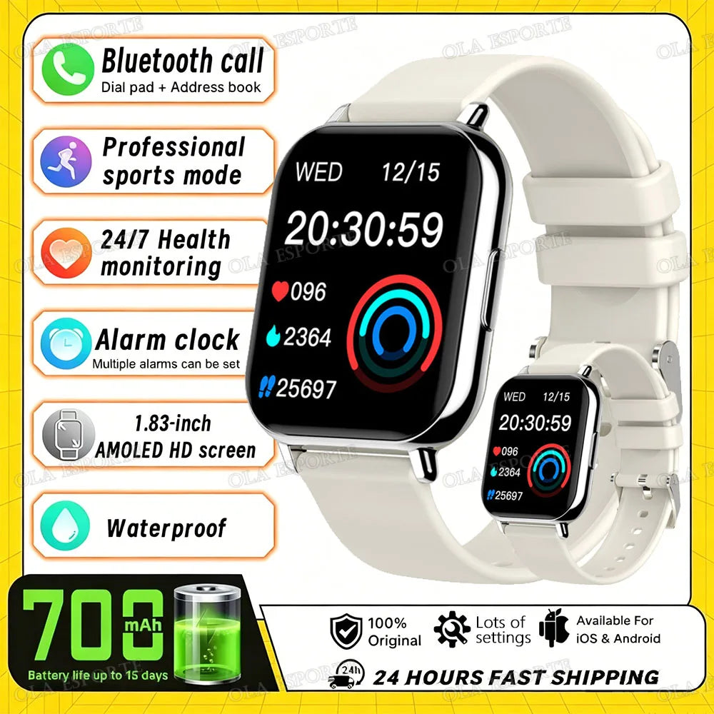 2026 Upgraded Smart Watch Heart Rate Blood Oxygen/Pressure Sleep Monitoring Bluetooth Call Voice Assistant Sport Mode Smartwatch