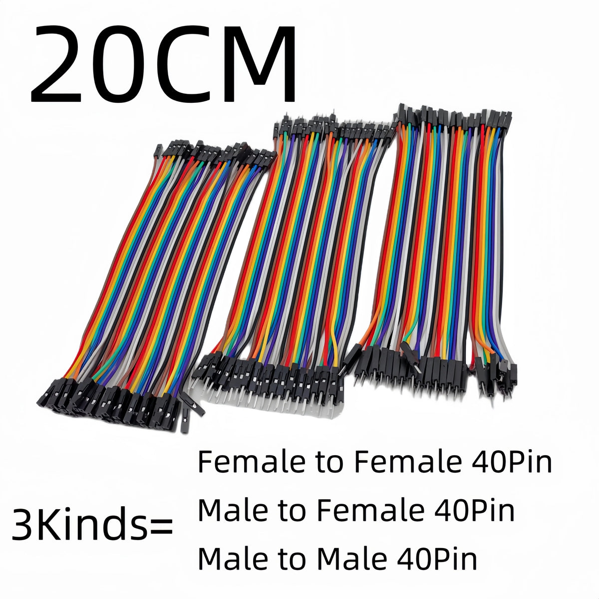 40-120pcs Dupont Line 10CM 20CM 30CM 40Pin Male to Male + Male to Female Female to Female Jumper Wire Dupont Cable for DIY KIT