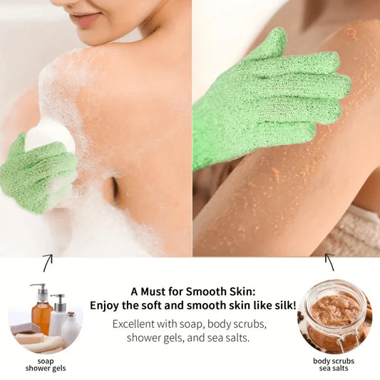 Exfoliating Shower Bath Glove Set Deep Cleaning Body Scrub Spa Massage Glove for Skin - Bath Bomb Included