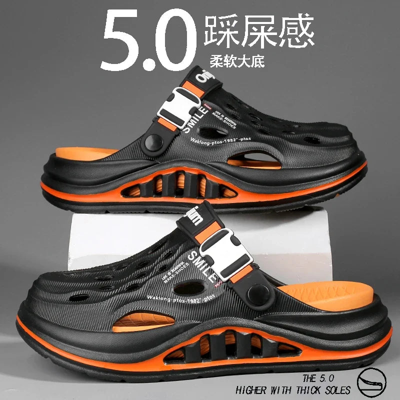 2026 New Men's Holes oes Summer Thi Bot Anti-Slip Driving Beach Slippers Spor Casual EVA Injection Moulding Footwear
