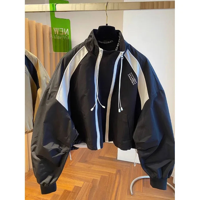 Zipper Design Niche Loose Casual Stand Collar Windbreaker Jacket Spring and Autumn Short Jacket Jacket Top