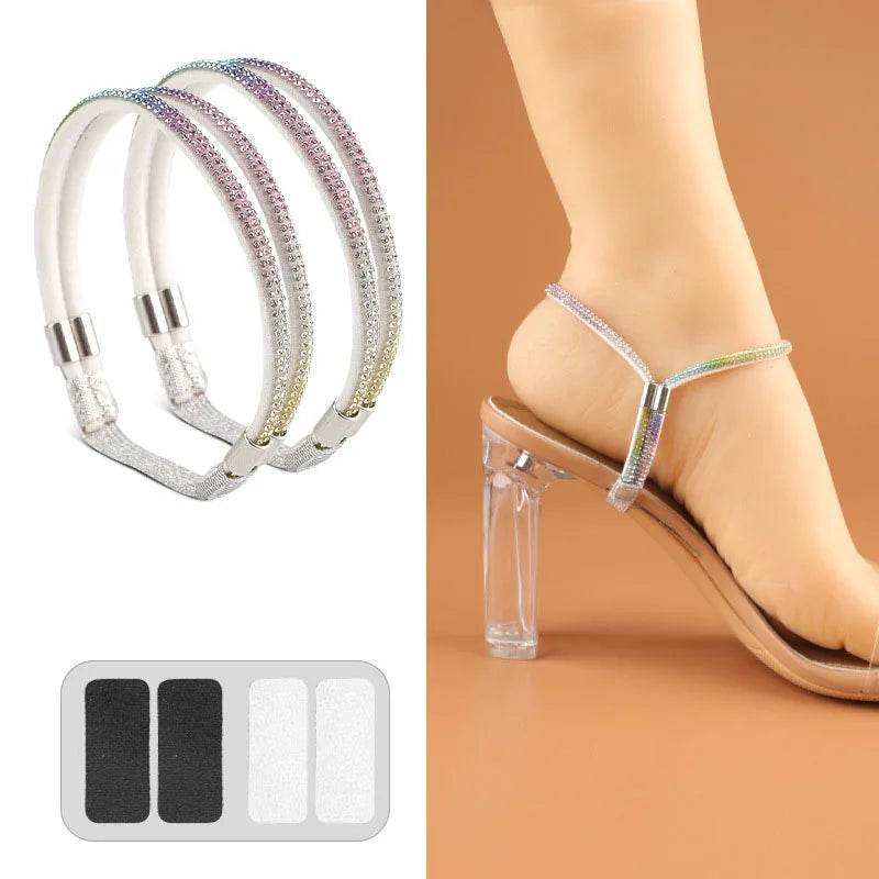 Rhinestone High Heels Shoes Band Anti-loose for Women Shoelaces Anti-drop Elastic Fixed Heel Laces shoe accessories