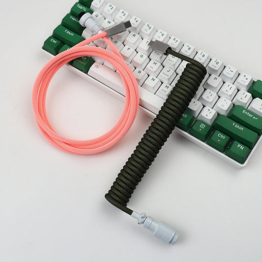ćLANOćCoiled Cable Braided Double-Sleeved Mechanical Keyboard detachable connector use Type-C to C Cable for Mechanical Keyboard
