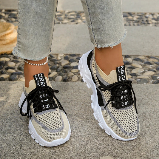 Women's Shoes - Summer 2026 Casual Sports Shoes, Breathable and lightweight, Dual-Color or Single-Color Fashionable Work Shoes