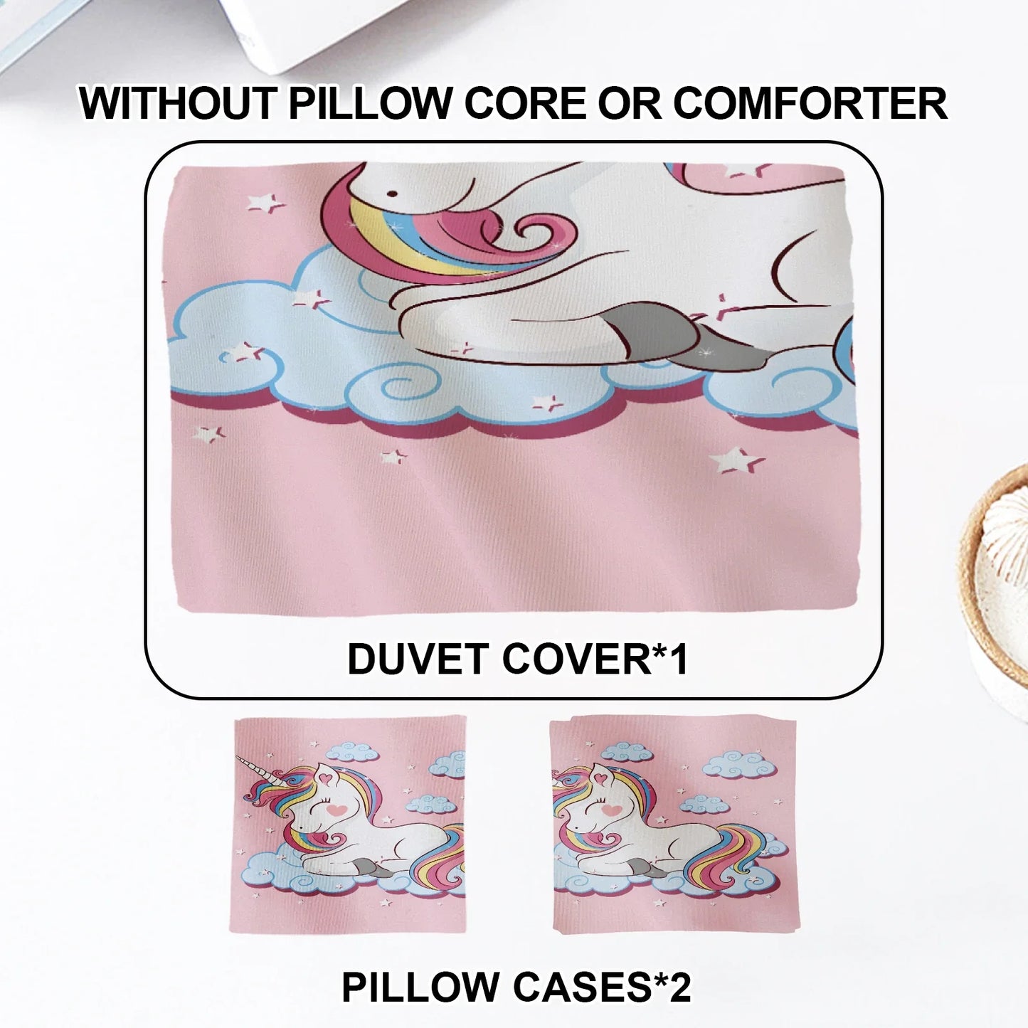 Cute Rainbow Unicorn Duvet Cover Set Pink Cloud Star Bedding For Kids Girls Bedroom Twin Queen King Size With 2 Pillowcases