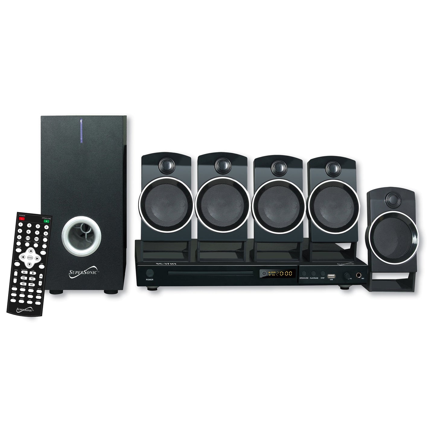 Supersonic 5.1 Channel DVD Home Theater System with USB Input and Karaoke Function