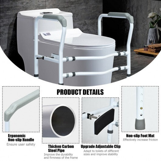 Steel Safety Toilet Rail with Created Fixable Clamp - Color: White