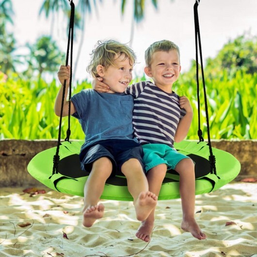 40 Inch Flying Saucer Tree Swing Indoor Outdoor Play Set-Green - Color: Green
