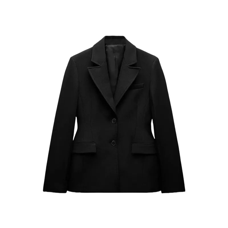 ZW Series Shoulder Padded Slim Fit Suit Jacket for Women ETJ 2025 New Collection with Waist Cinching Design Casual Suit Jacket