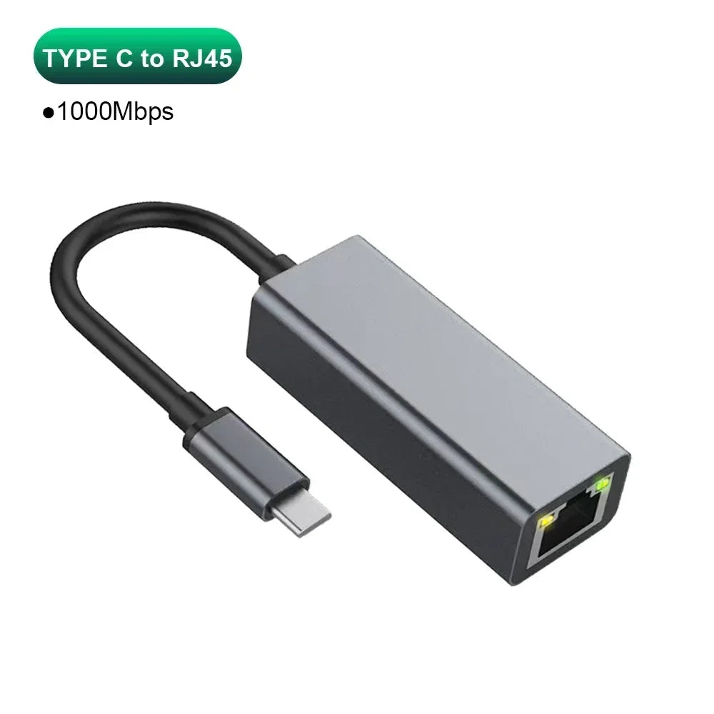 USB Type C Ethernet Adapter 1000Mbps USB 3.0 RJ45 Network Card For MacBook PC Windows XP 7 8 10 Android USB Lan Internet Cable