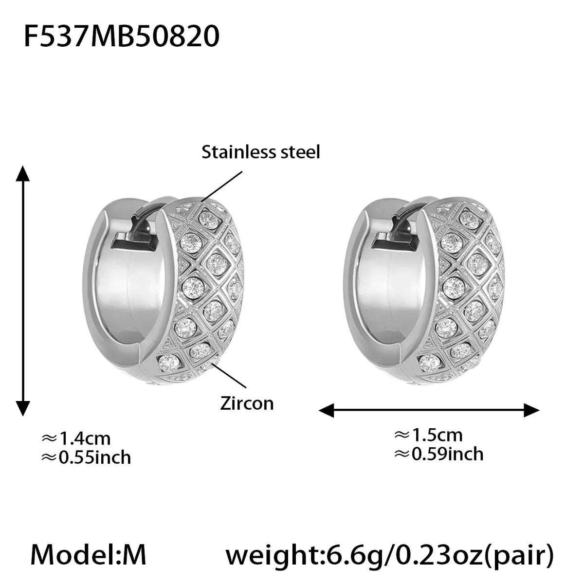 Liora Stainless Steel Zircon Women Hoop Earrings Metal Texture PVD Gold Plated Hypoallergenic Wedding Banquet Earrings Jewelry