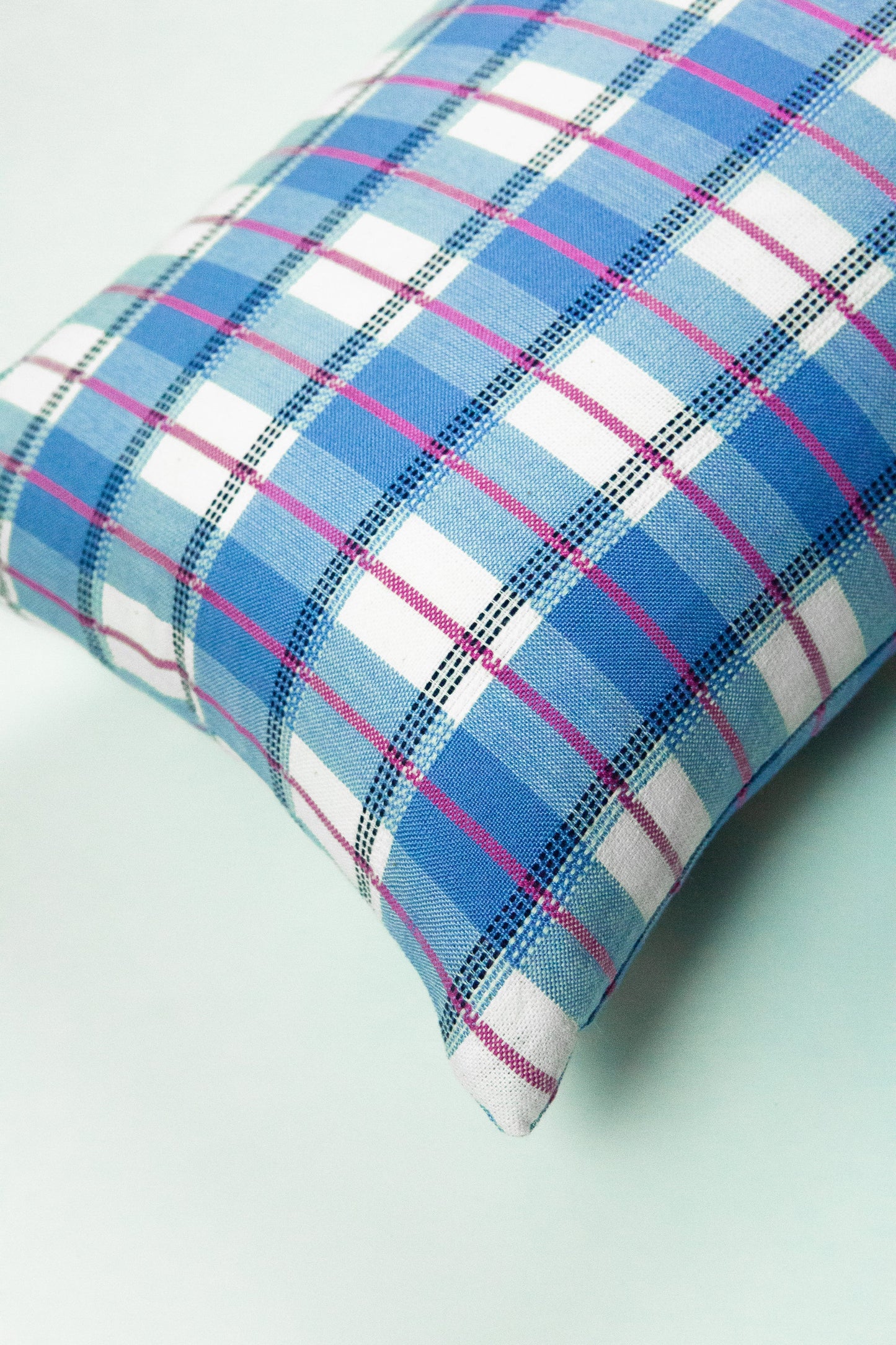 San Andres Gingham Blue & White Pillow