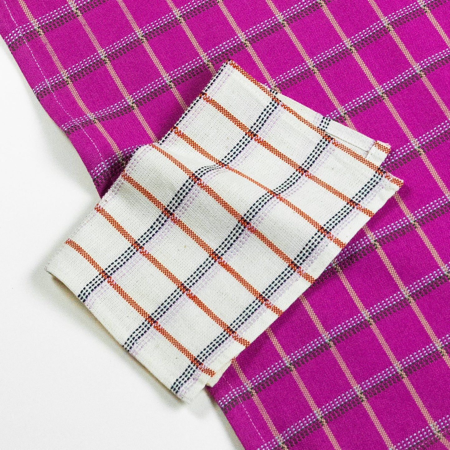 San Lucas Plaid White & Orange Cocktail Napkins Set of 4