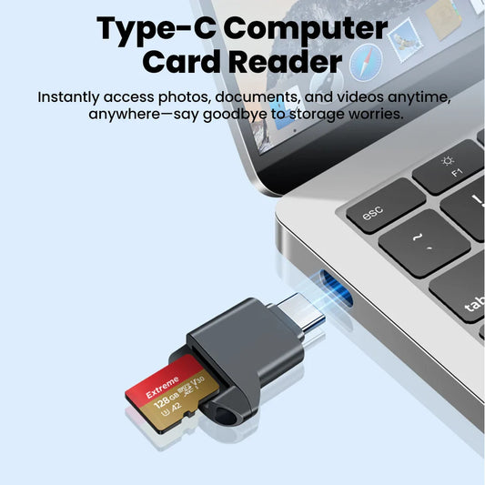 Type-C 2.0 Mini TF Card Reader External Storage Black Stretch for Memory Stick USB C 2.0 Mini TF Card Reader For Iphone