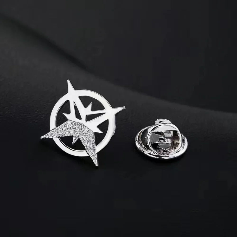 Rhinestone Hexagram Brooches for Women Men Fashion Starburst Metal Lapel Pin Clothes Accessories Office Leisure Jewelry Gift