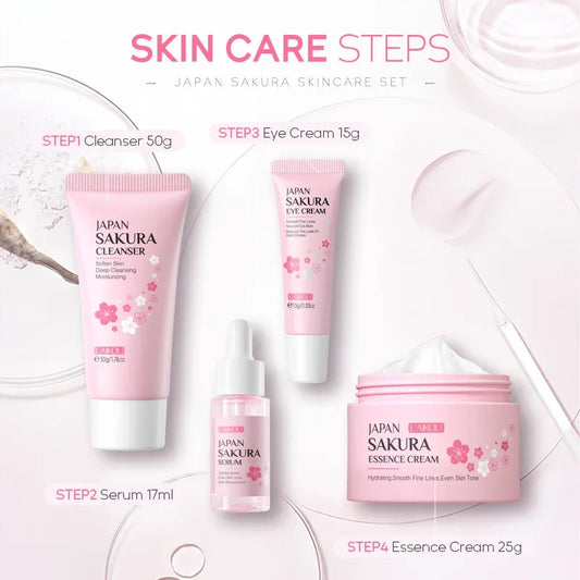Laikou Sakura Skin Care Sets With Cleanser,Serum,Eye Cream,essence Cream Beauty Products For Women Christmas Gift Present