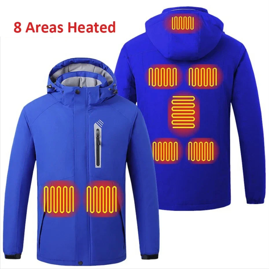 Heating Jackets Men Winter Warm Heated Windbreaker 8 Zones Electric Heated Coat Waterproof Coat Plus Size 5XL Outerwear Male