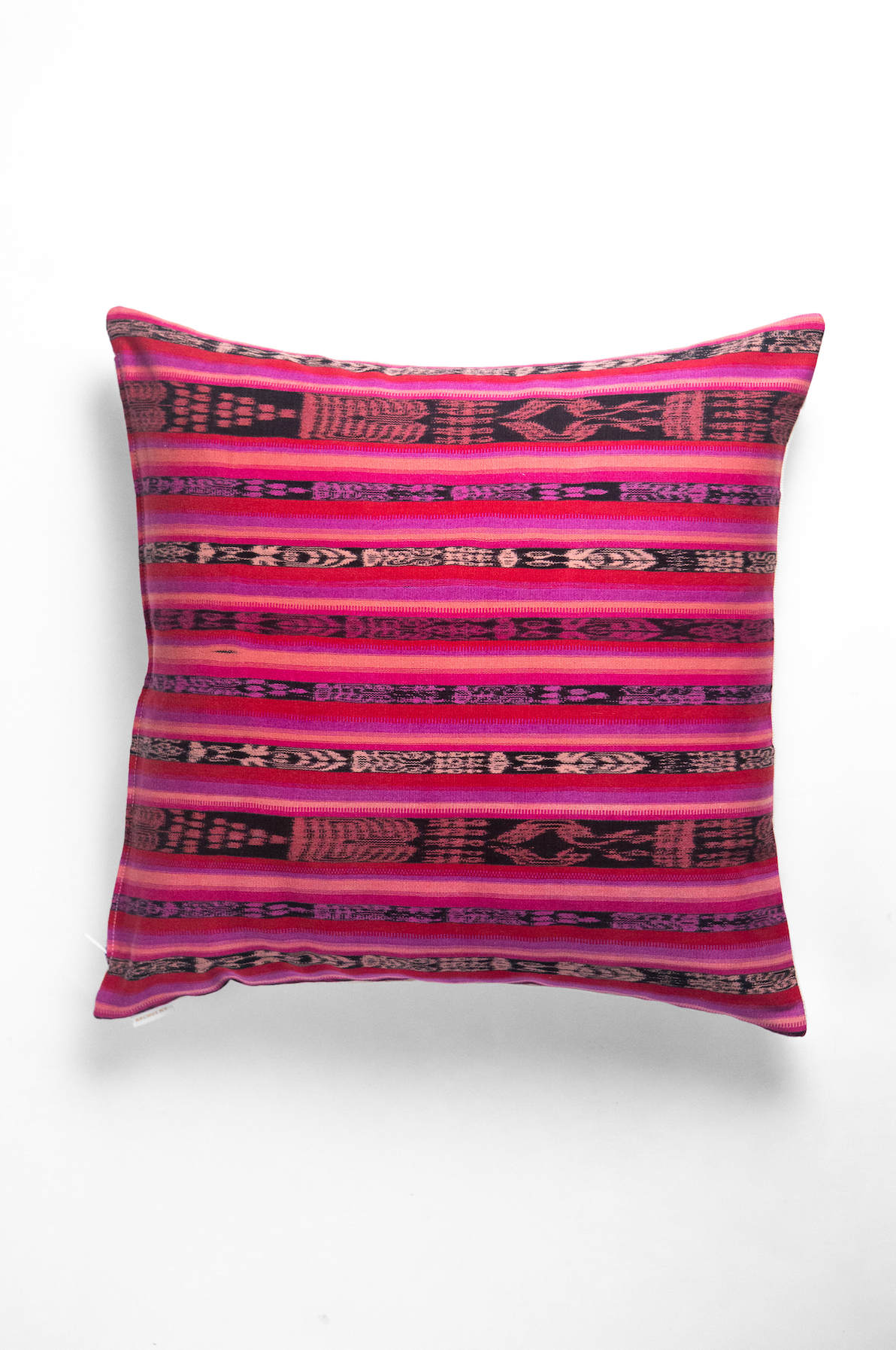 Vintage Magenta, Red and Black Ikat Pillow