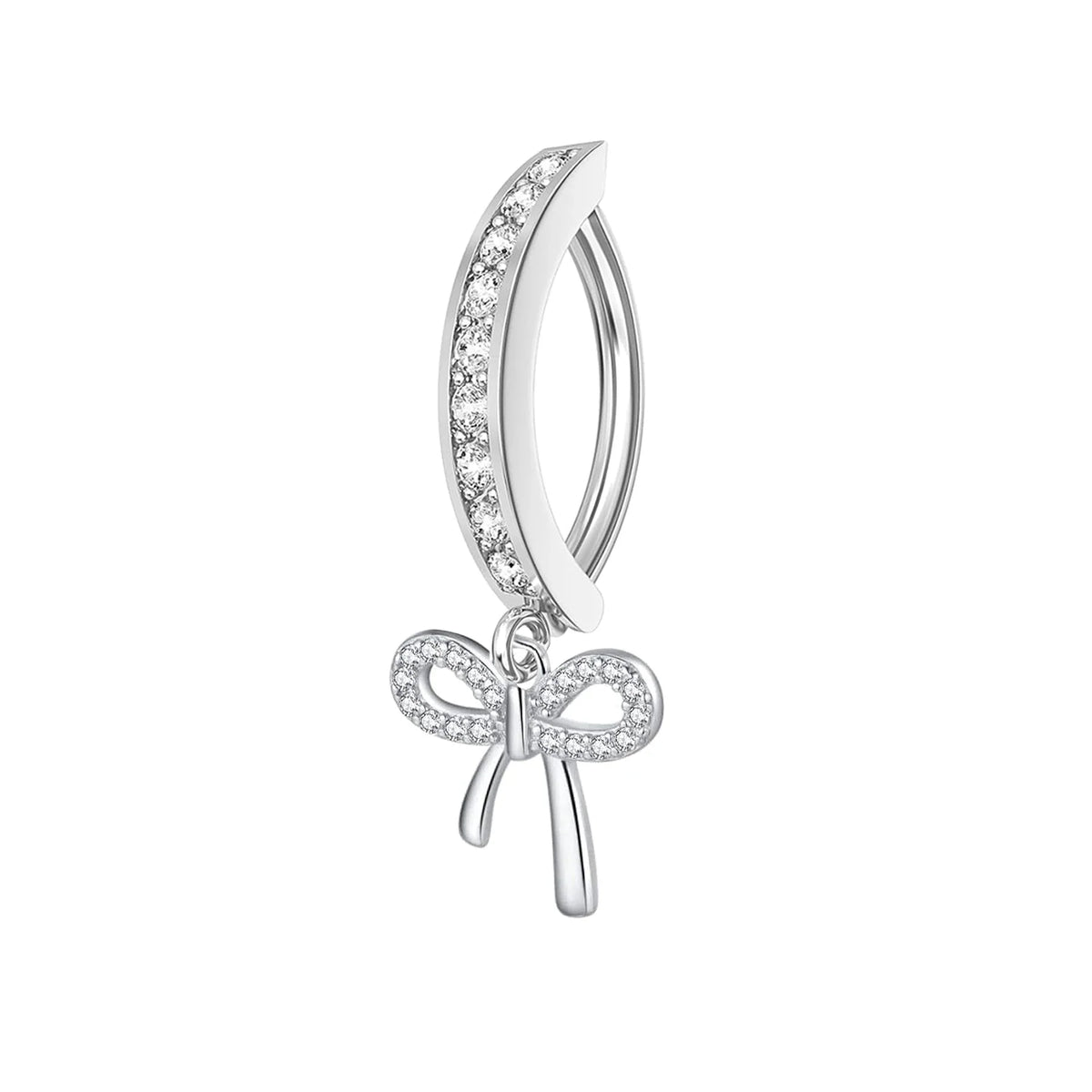 1PC Stainless Steel 14G Dangle Belly Button Ring for Women Heart Bow Reverse Hoop Clicker Navel Rings Body Piercing Jewelry