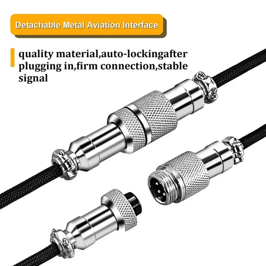7 Colors USB Type C Mechanical Keyboard Coiled Cable USB Mechanical Keyboard Aviator Desktop PC Computer Aviation Connector Cord