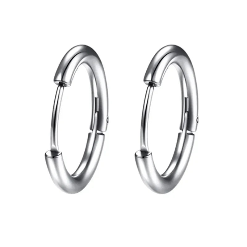 1 Pair Women/Man Stainless Steel Small Hoops Earring Piercing Ear Cartilage Tragus Simple Thin Circle Anti-allergic Ear Buckle