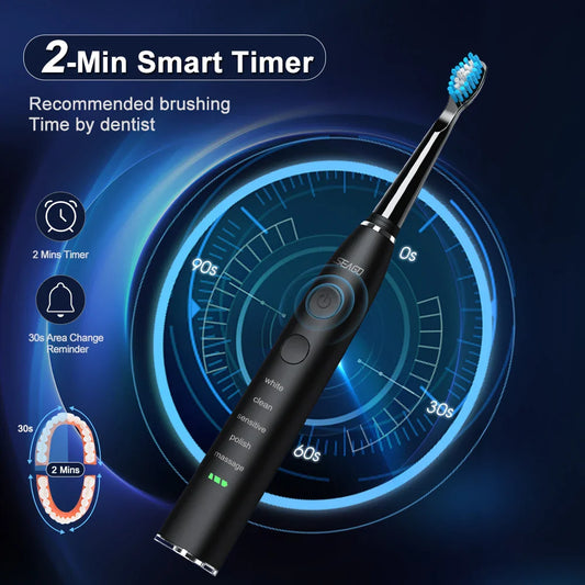 Seago Electric Toothbrush USB Rechargeable Adult 360 Days Long Battery Life IPX7 4 Replacement Heads Travel Box SG-575