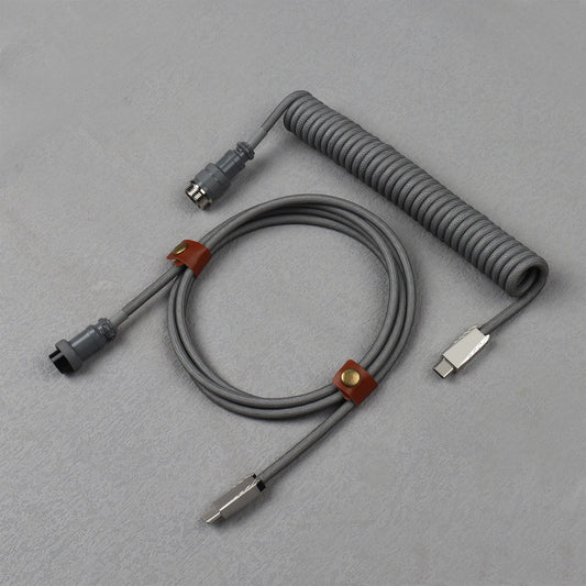 LANO USB-C to Type-C Coiled Cable Gamer Keyboard Custom Coil Type USB C Cable With Detachable Pilot Connector